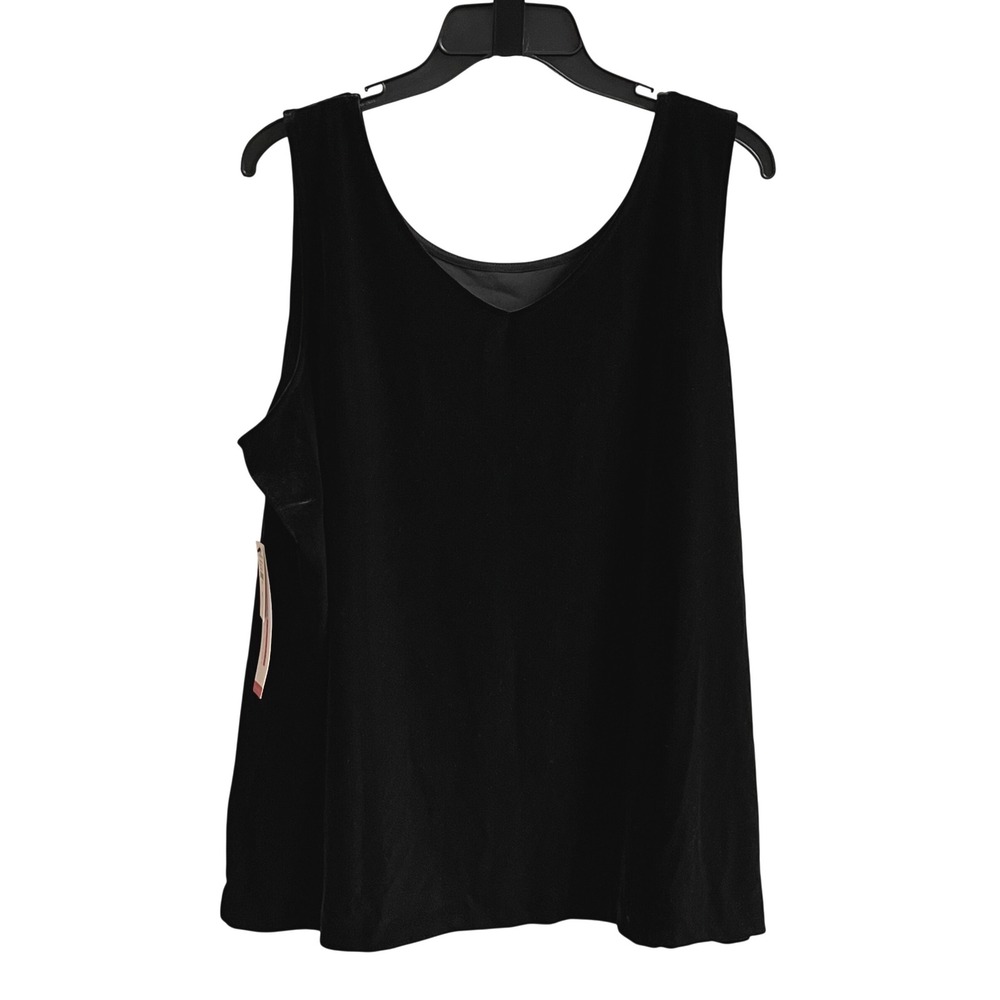 Talbots Tank Top Women 2X Black Velvet Reversible Scoop Neck Sleeveless Stretch